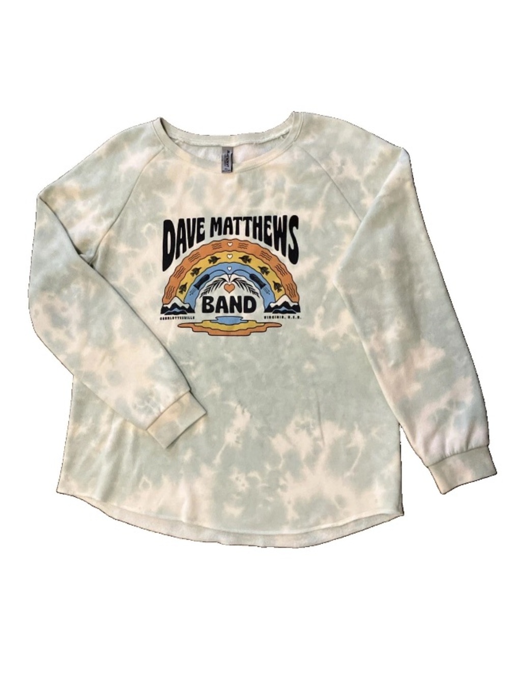Dave Matthews Band XL Green Tie Dye Charlottesville Virginia Fleece Pullover DMB
